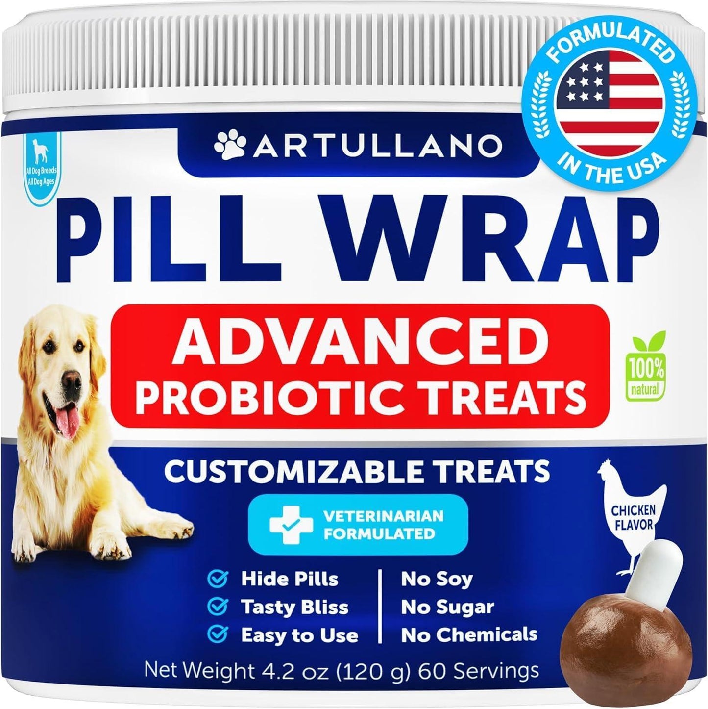 Artullano Pill Wrap for Dogs Easy to Swallow Masking Pouch 4.2 oz  Made in USA For Pet With Love