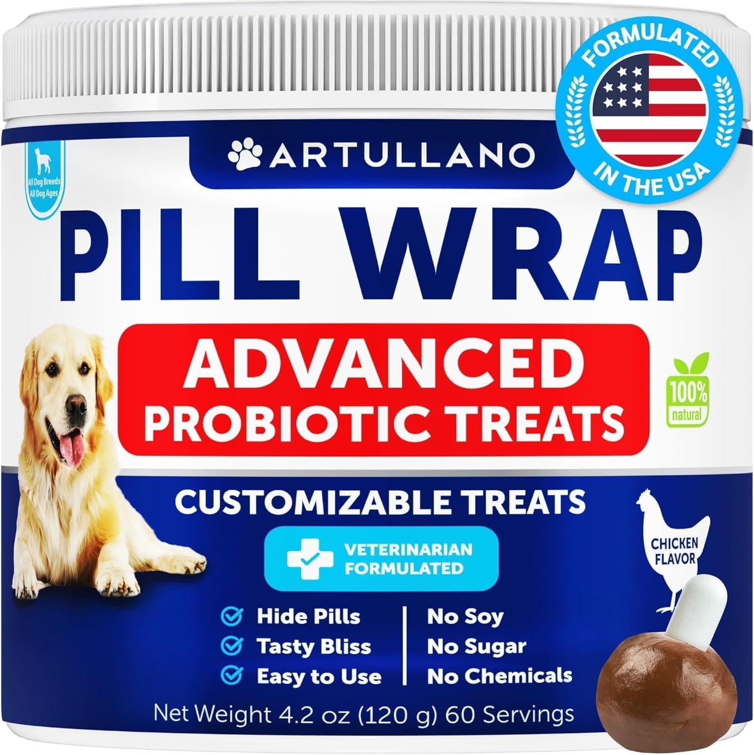 Artullano Pill Wrap for Dogs Easy to Swallow Masking Pouch 4.2 oz  Made in USA For Pet With Love
