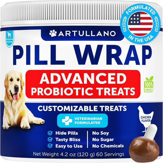 Artullano Pill Wrap for Dogs Easy to Swallow Masking Pouch 4.2 oz  Made in USA For Pet With Love