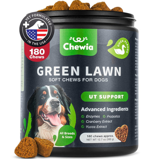 CHEWIA Dog Urine Neutralizer for Lawn w/Probiotics Enzymes & Multivitamins 180Ct For Pet With Love