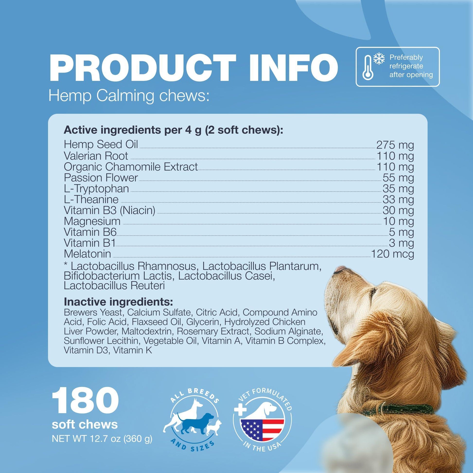 CHEWIA Hemp Dog Calming Chews 180 Treats (Duck Flavor) For Pet With Love