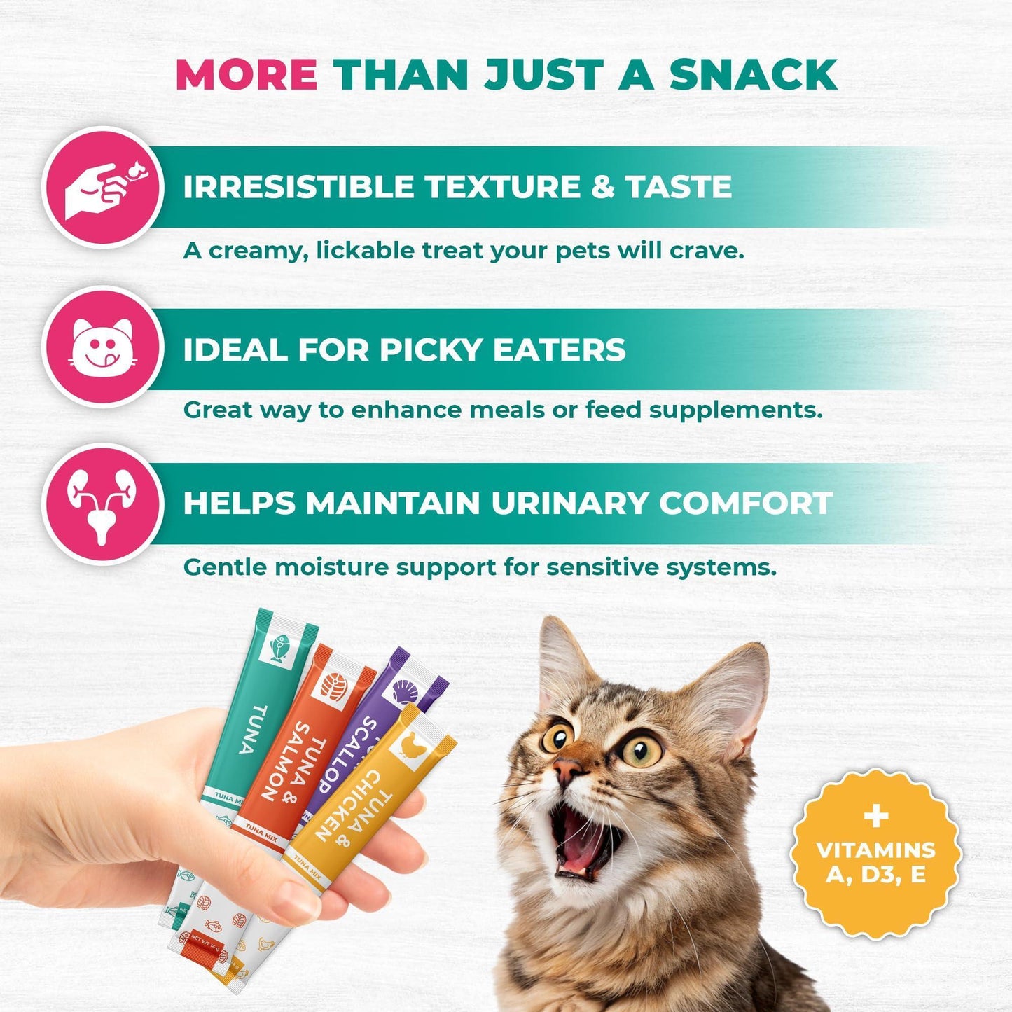 Beloved Pets Creamy Lickable Urinary Care Multivitamin Cat Treats & Wet Squeeze Tubes – Tuna Mix Liquid Cat Snacks  – 20 Sticks For Pet With Love