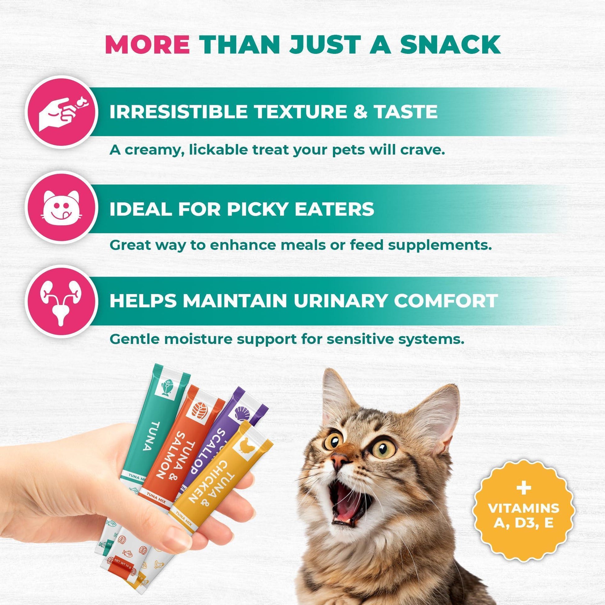 Beloved Pets Creamy Lickable Urinary Care Multivitamin Cat Treats & Wet Squeeze Tubes – Tuna Mix Liquid Cat Snacks  – 20 Sticks For Pet With Love