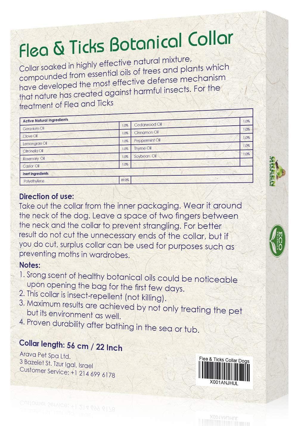 Arava Flea & Tick Collar for Dogs & Puppies  - Length 22'' For Pet With Love