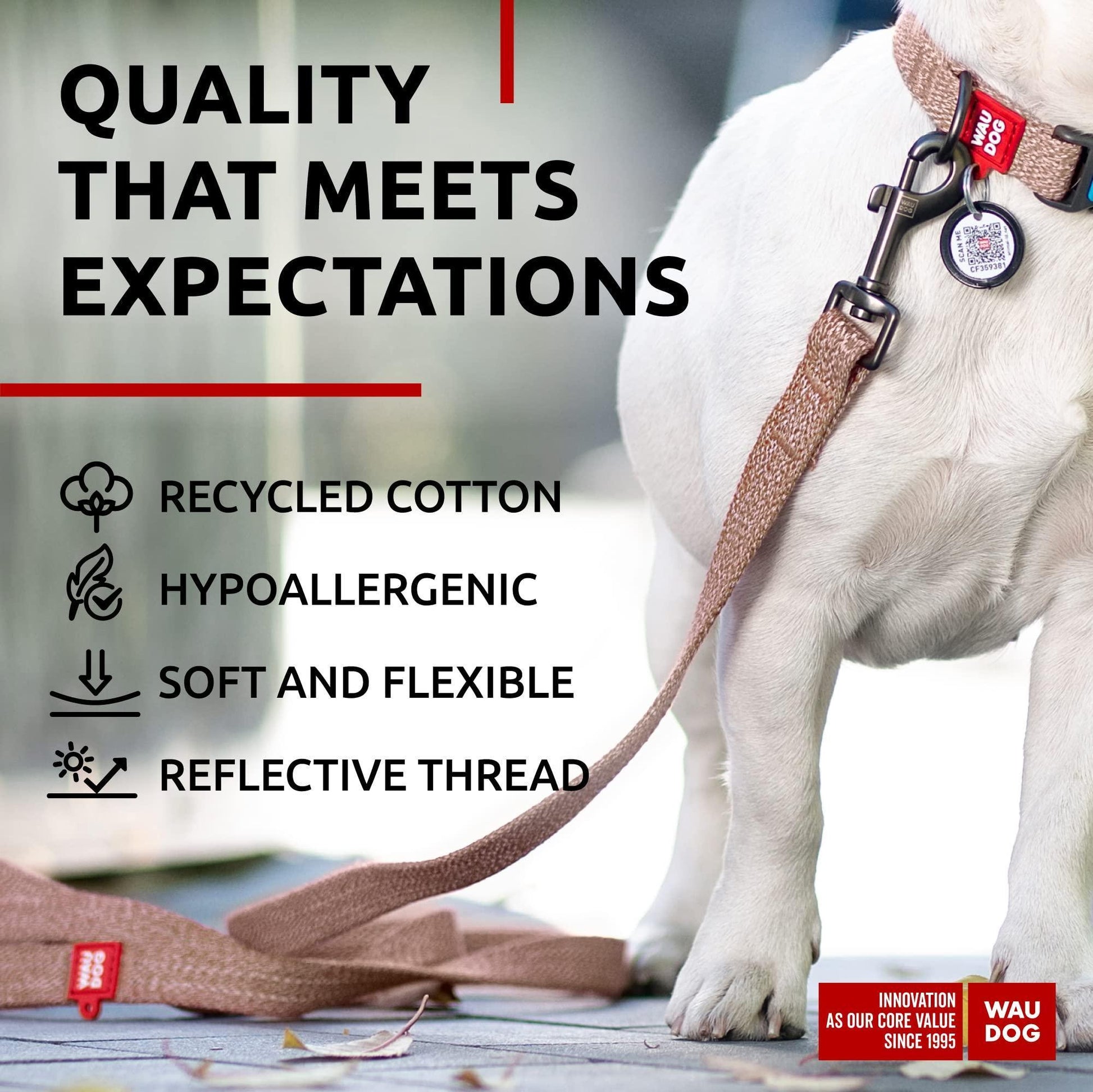 WAUDOG Recycled Cotton Dog Leash 6 Ft   10 Ft Eco Friendly Collar for Small For Pet With Love