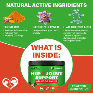 Dog Hip and Joint Supplement & Arthritis Pain Relief Treats with Glucosamine