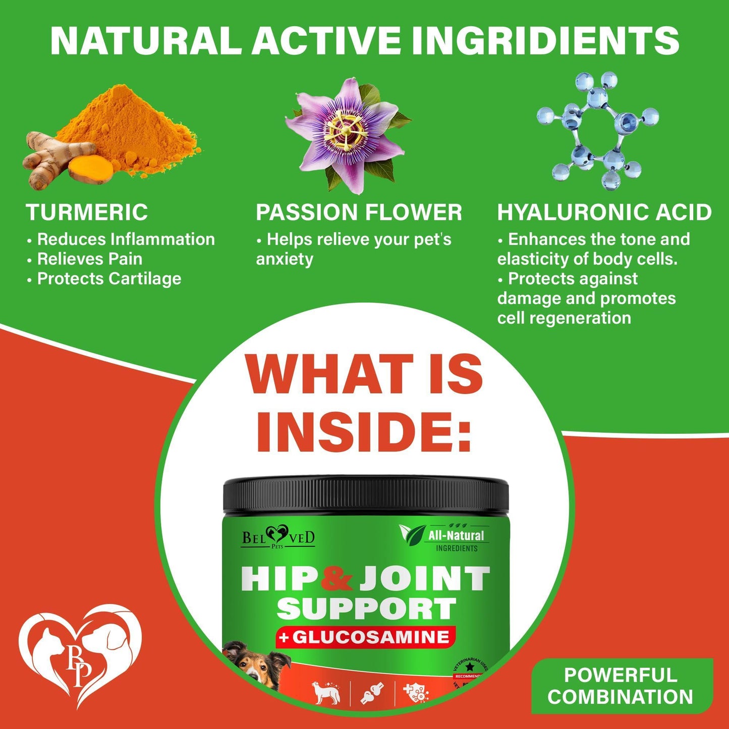 Beloved Pets Hip and Joint Supplement & Arthritis Pain Relief for Dogs 120 Chews For Pet With Love