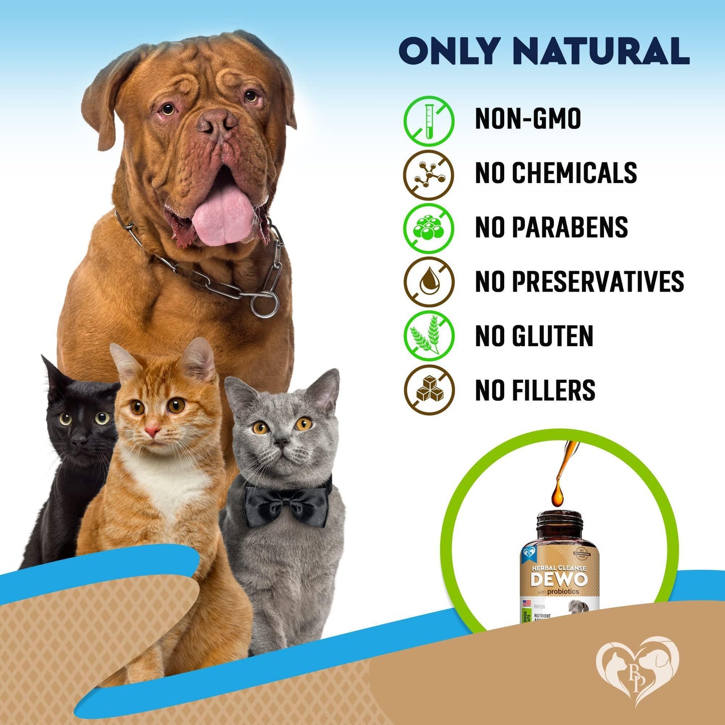 Beloved Pets Cats & Dogs Natural Worm Treatment with Probiotic & Liquid Herbal Supplement for Daily Use with Pet Food. Made in USA. 2Oz. For Pet With Love