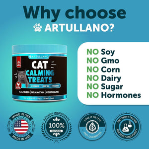 Artullano Hemp Cat Calming Treats for Stress & Anxiety Relief 135 Chews