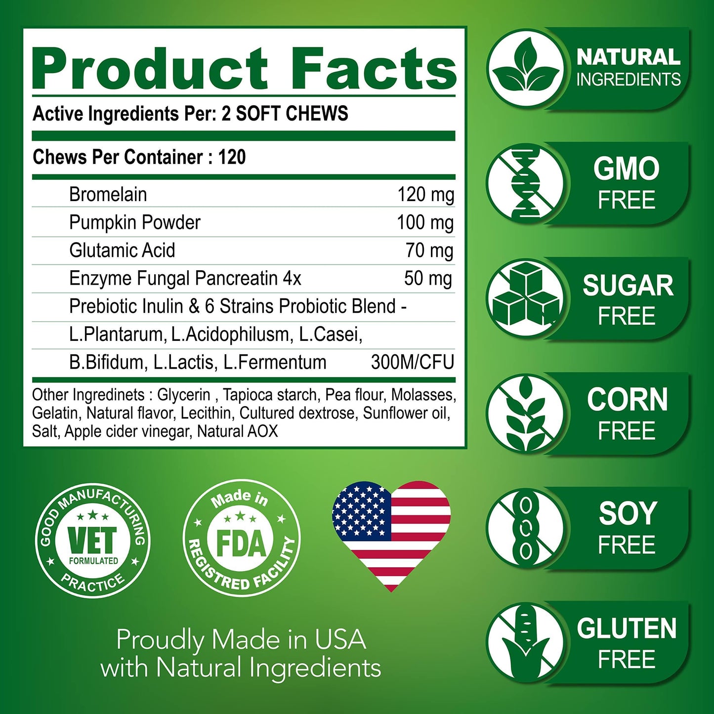 Vet Promise NO POO Advanced Coprophagia Stool Eating Deterrent for Dogs. Probiotics & Digestive Enzymes Supplement. Made in USA. 120 Soft Chews For Pet With Love