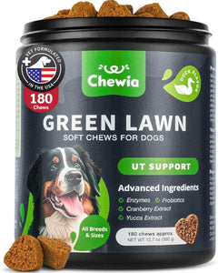 CHEWIA Grass Spot Probiotic Multivitamins Enzymes for Dogs. Vitality & UTI & Digective Support, Urine Neutralizer. 180 Chews. Duck Flavor.