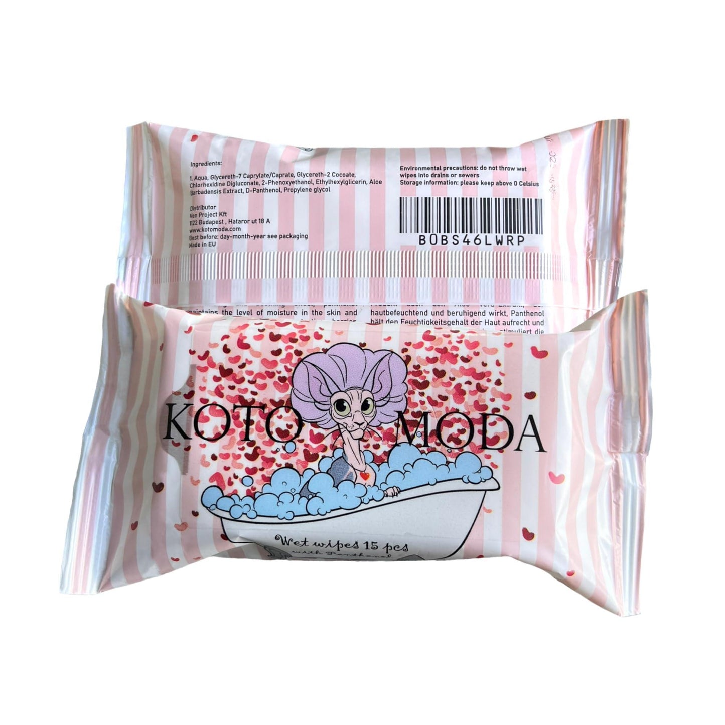 Kotomoda Wet Wipes with Panthenol for Sphynx cat for Everyday use (24Pack) For Pet With Love