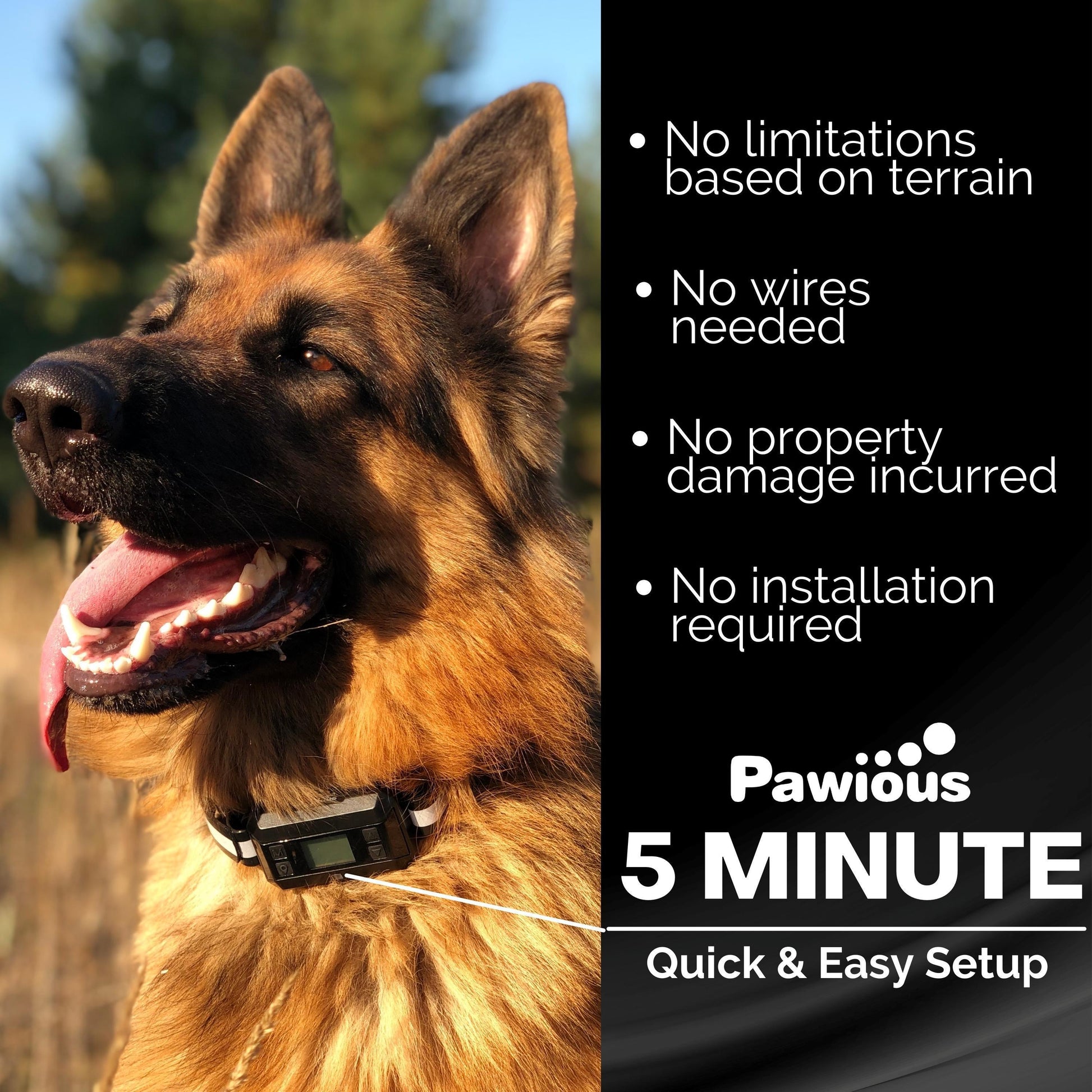 Pawious GPS Dog Fence F810 Pro   2nd Gen with GPS Signal Boost   Wireless Dog For Pet With Love