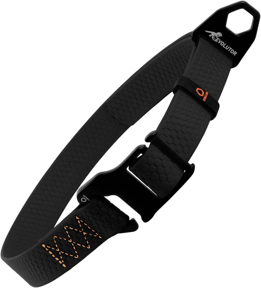 WAUDOG Heavy Duty Adjustable Waterproof EVOLUTOR Dog Collar with QR Dog Tag BLACK One Size Fits Many