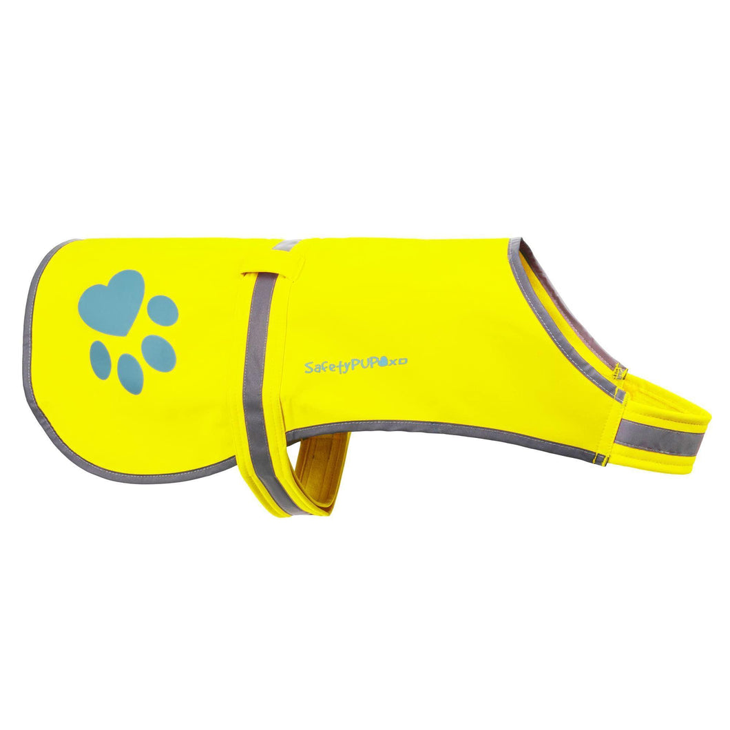 SafetyPUP XD Hi-Visibility Soft Shell Fluorescent Yellow Dog Vest (Medium)
