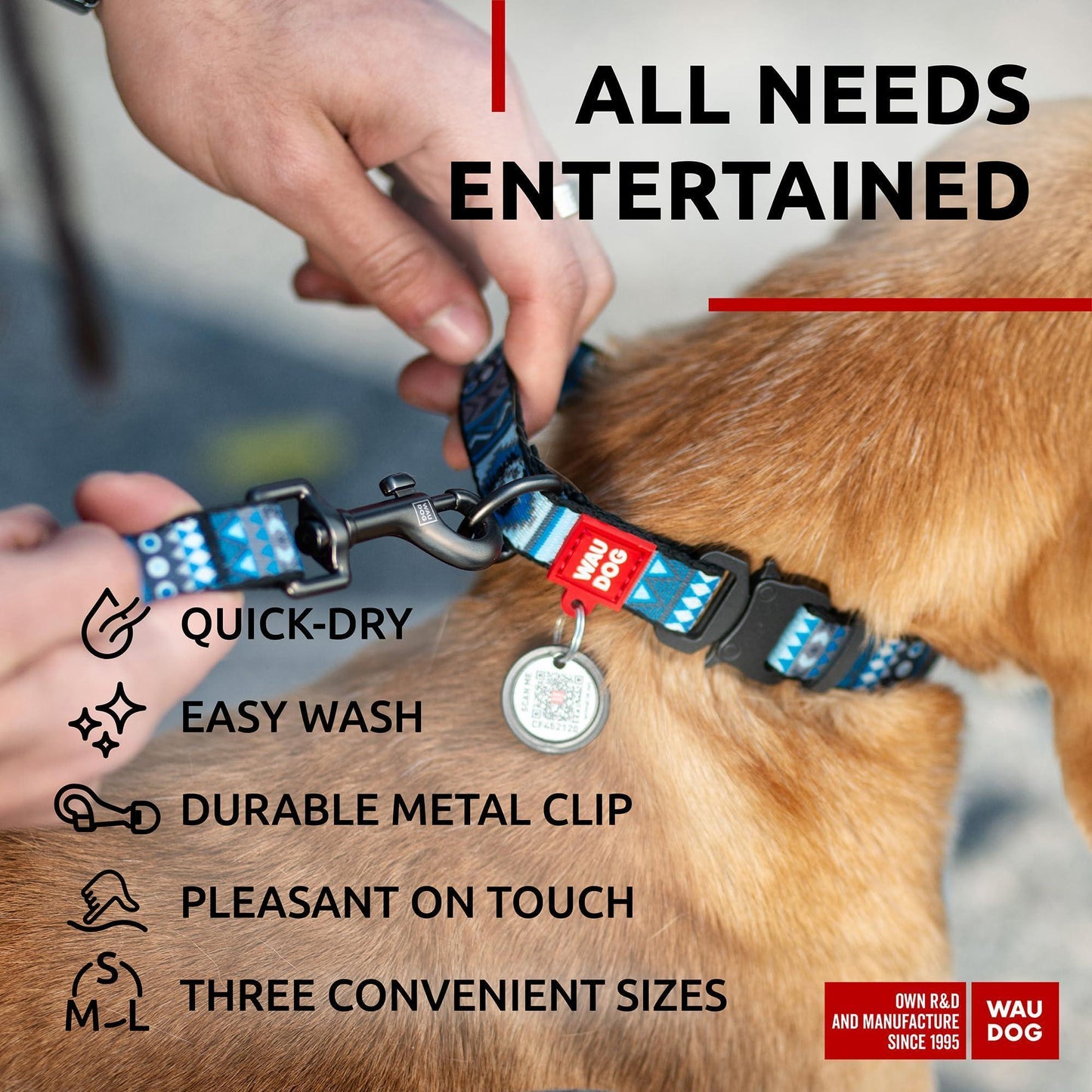 WAUDOG Nylon Dog Leash for Small Dogs and Medium Dogs 4 Ft   Strong Dog Leash For Pet With Love