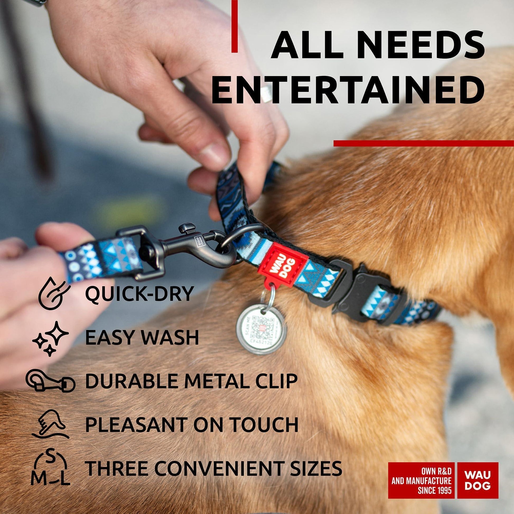 WAUDOG Nylon Dog Leash for Small Dogs and Medium Dogs 4 Ft   Strong Dog Leash For Pet With Love