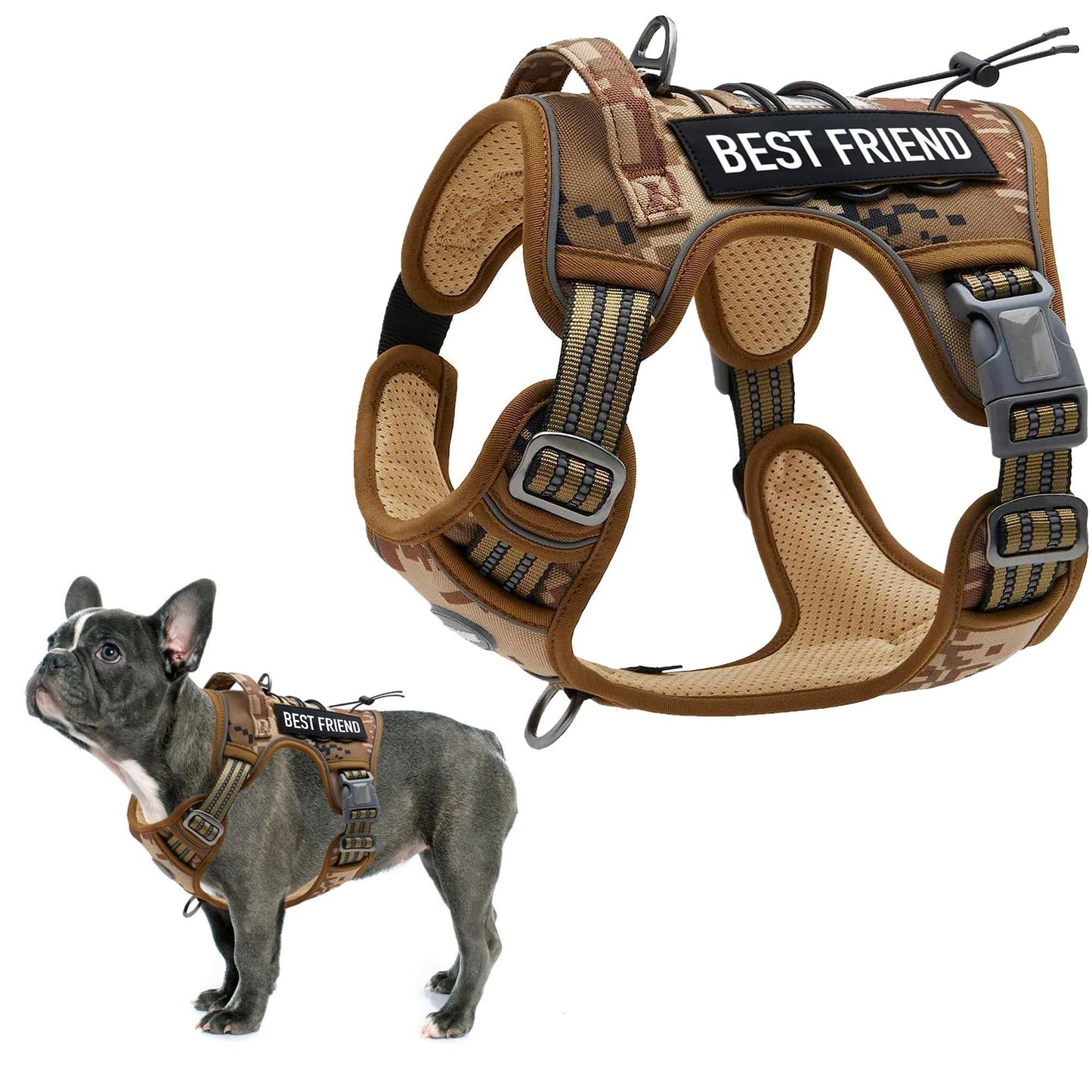 Tactical Dog Desert Camouflage Breathable Harness with Handle MEDIUM For Pet With Love