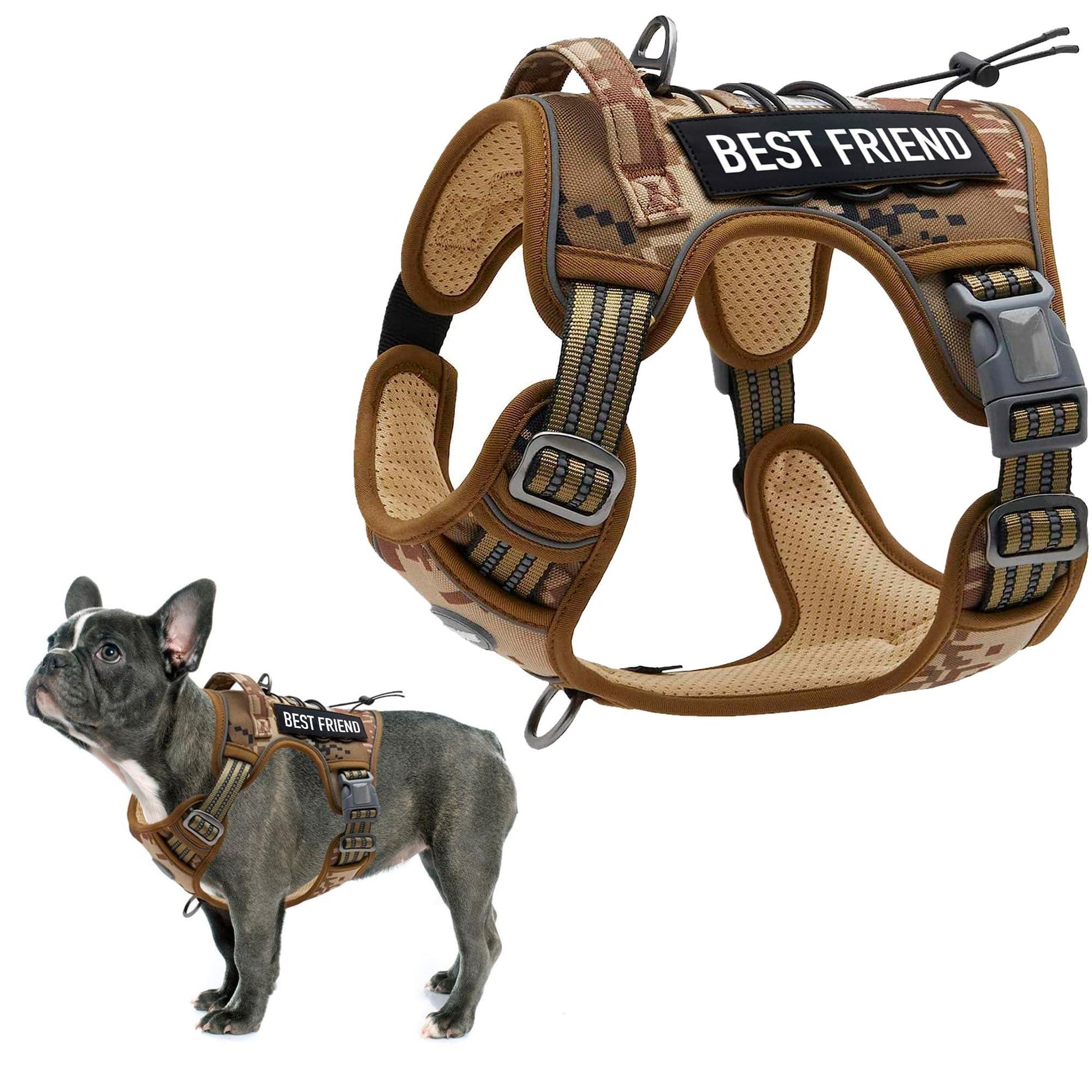 Tactical Dog Desert Camouflage Breathable Harness with Handle MEDIUM For Pet With Love
