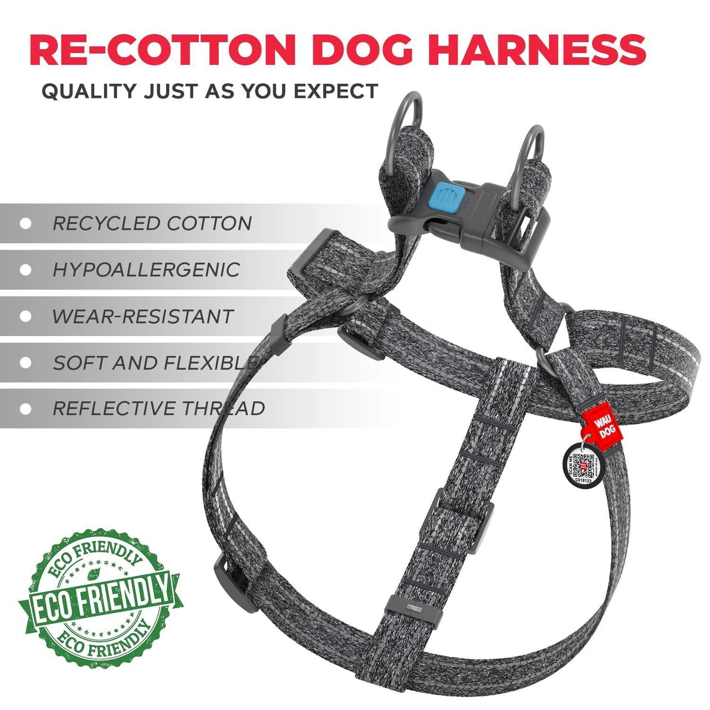 Re Cotton Dog Harness Eco Friendly Dog Harness for Small Dogs Medium & Large For Pet With Love