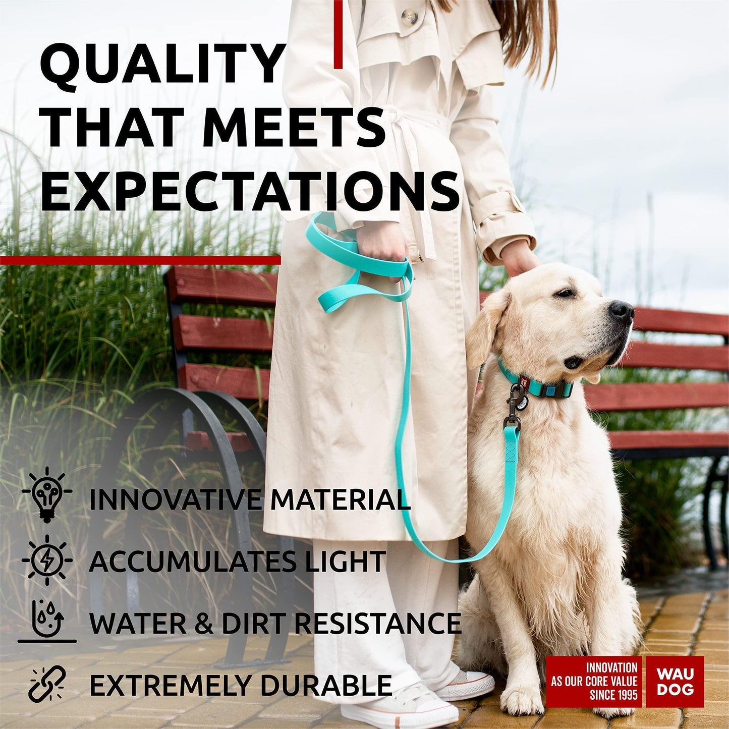 WAUDOG Waterproof Dog Leash 4 Ft   6 Ft   Anti Slip Dog Leash for Large Dogs For Pet With Love