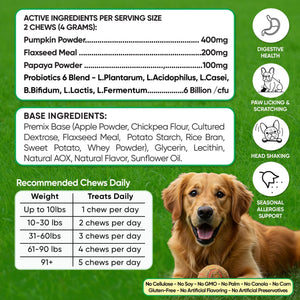 Probiotics Treats for Dogs - Digestive Enzymes - Gut Flora Digestive Health Immune Support