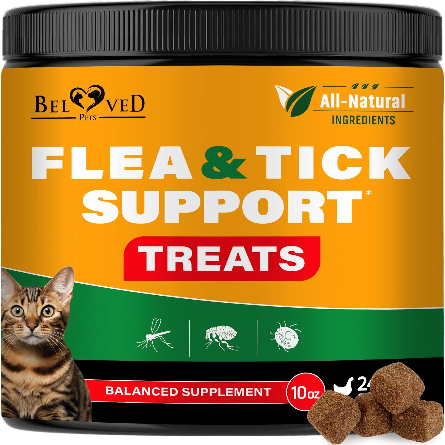 Beloved Pets  Revolution Flea and Tick Prevention Chewable Pills for Cats. Pest Control & Natural Defense. Chewables Small Tablets. Made in USA (240 Chicken Flavored Chews) For Pet With Love