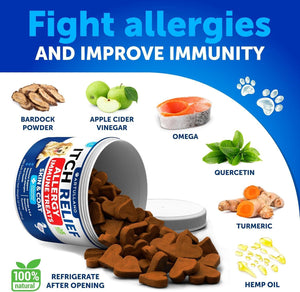 Artullano Canine Immune Health Supplement Itching Skin & Allergy Relief 180 Ct