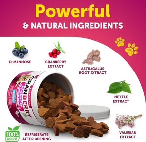 Dog UTI Treatment - Cranberry Supplement & Bladder Control for Dogs - Duck Flavor