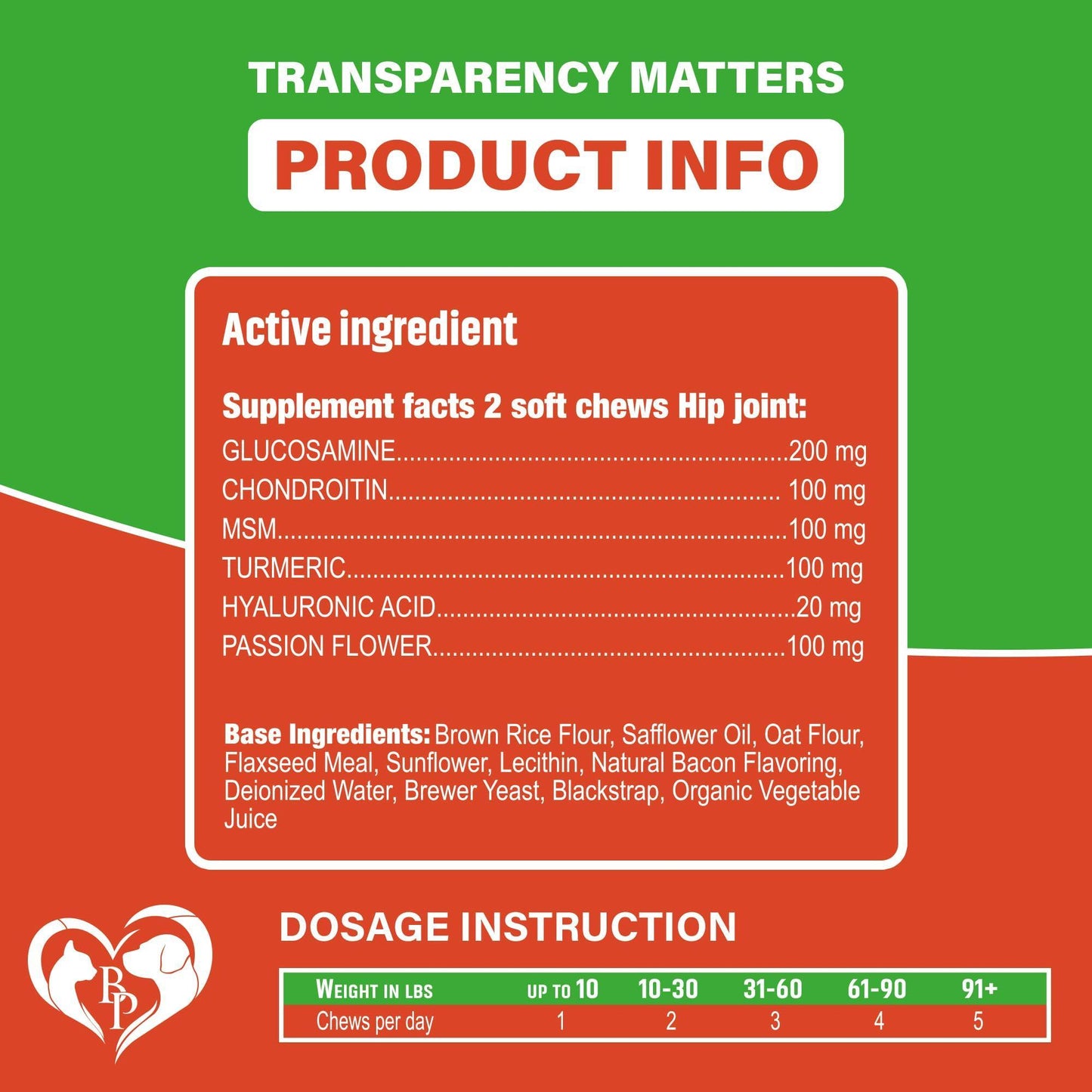 Beloved Pets Hip and Joint Supplement & Arthritis Pain Relief for Dogs 120 Chews For Pet With Love
