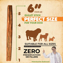 Load image into Gallery viewer, Makondo Pets Gullet Sticks 100% Natural Beef Esophagus Dog Chews 6” 24 Ct
