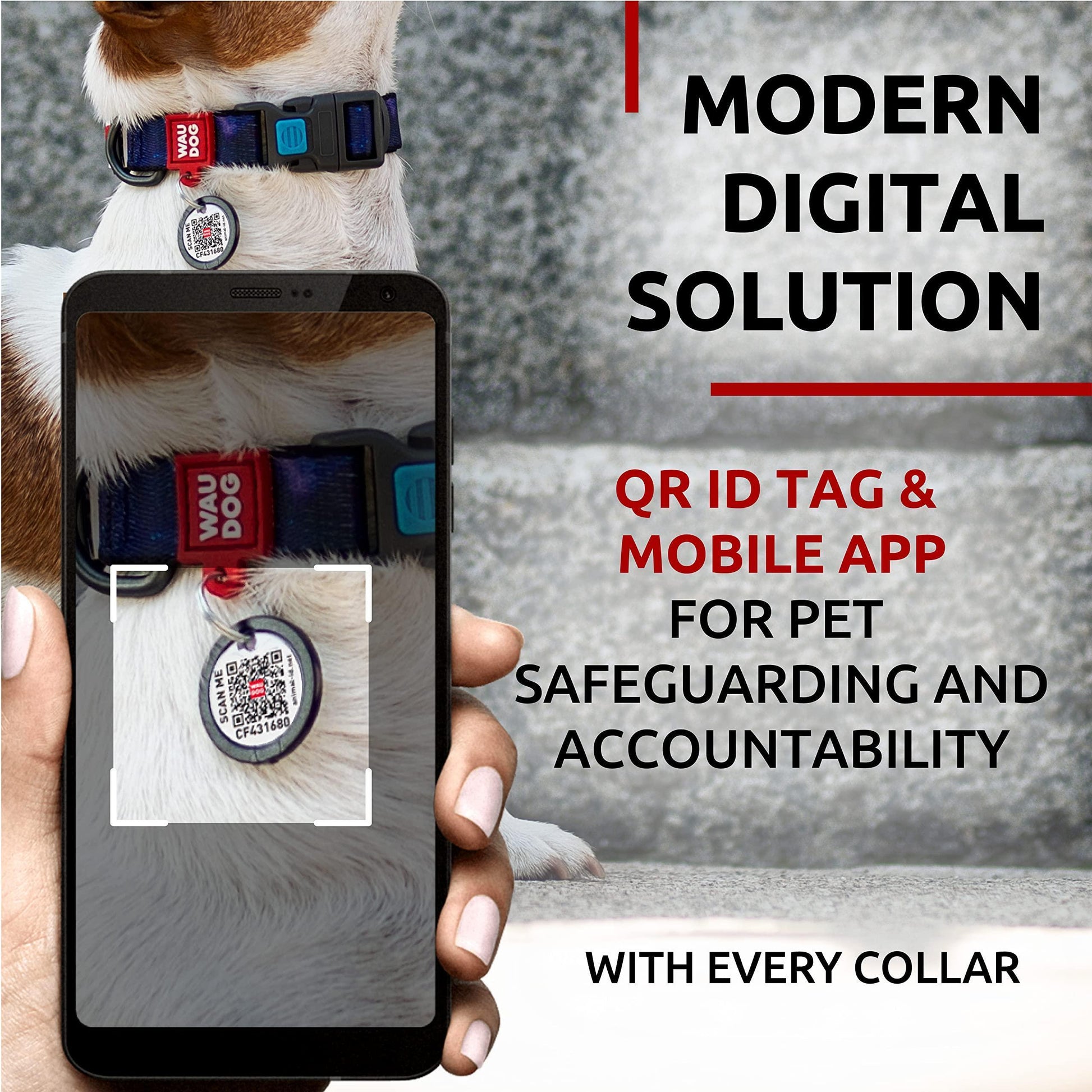 WAUDOG Adjustable Nylon Dog Collar with Durable Plastic Buckle and QR Dog Tag. SMALL (NASA-2 Print) For Pet With Love