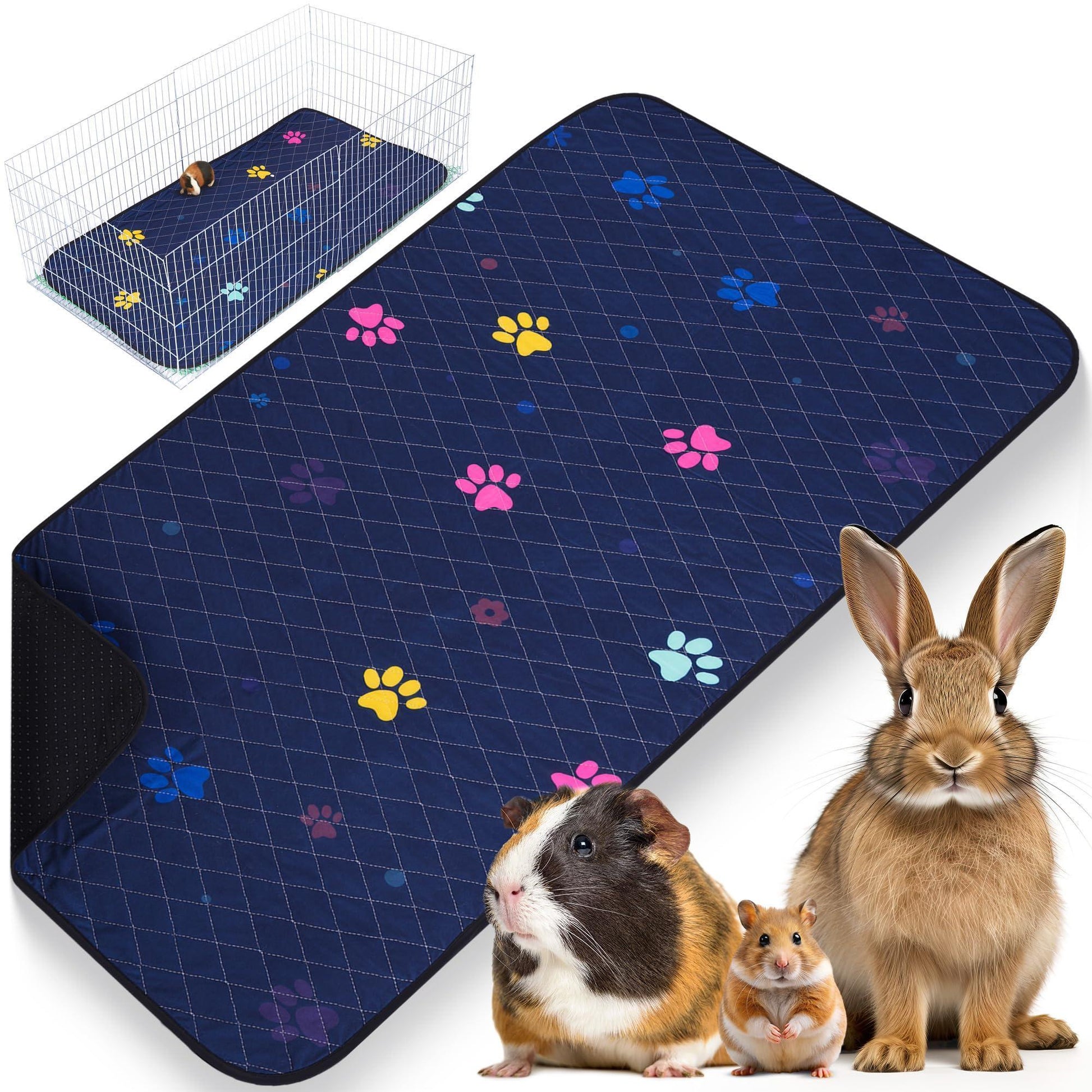 LUFTPETS Washable Cage Liner for MidWest Small Animal Habitats. Fast Drying, Leakproof & Absorbent. 24"X47" - BLUE For Pet With Love