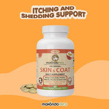 Load image into Gallery viewer, Makondo Pets Skin &amp; Coat Supplement w/Fish Oil and Omega 3 for Dogs &amp; Cats 60 Ct
