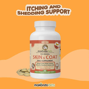 Makondo Pets Skin & Coat Supplement w/Fish Oil and Omega 3 for Dogs & Cats 60 Ct