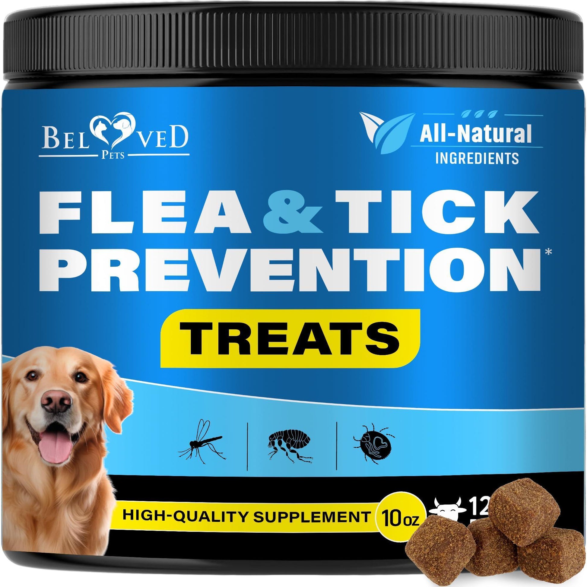 Beloved Pets Revolution Flea and Tick Prevention Oral Treatment Chewable Pills for Dogs.  Pest Control & Natural Defense.  Approximaate;lly 140 Chewable Small Tablets. Made in USA (Beef Flavor) For Pet With Love