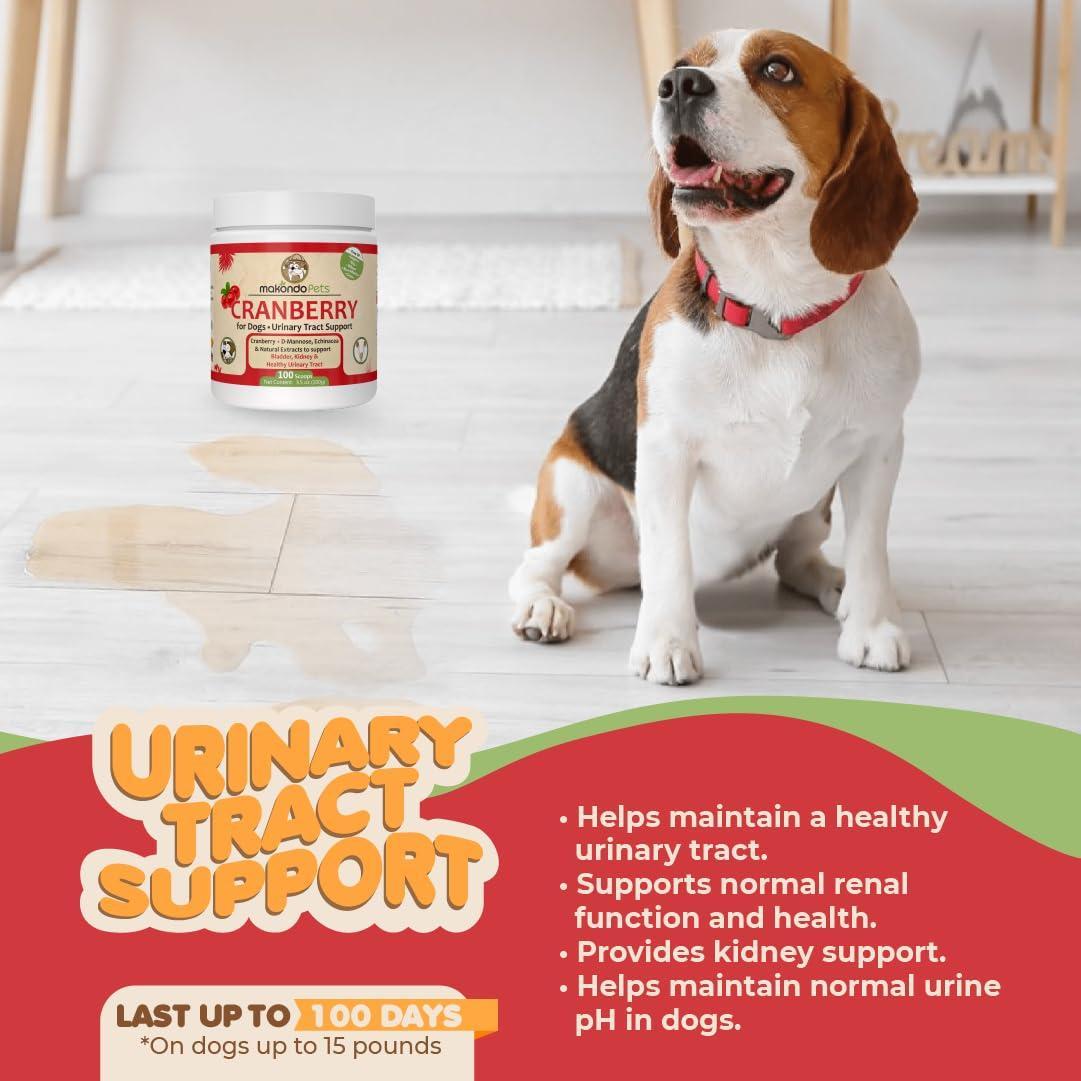 Makondo Pets Cranberry Natural UTI Treatment & Kidney Support Supplement for Dogs (3.53 Oz) For Pet With Love