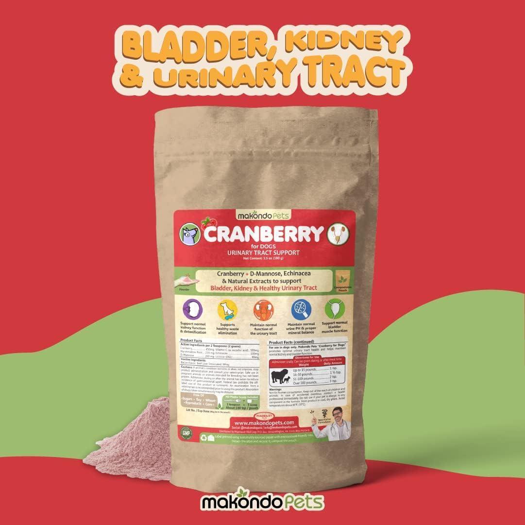 Makondo Pets Cranberry UTI Treatment & Kidney Support for Dogs 5.3 Oz For Pet With Love