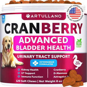 Dog UTI Treatment - Cranberry Supplement & Bladder Control for Dogs - Duck Flavor