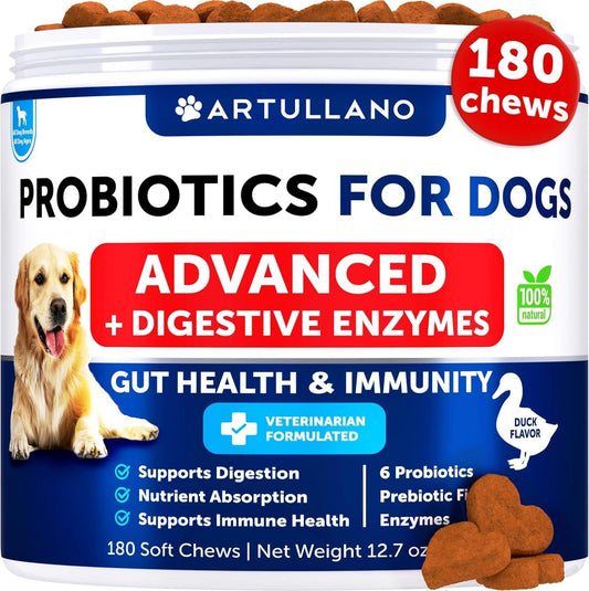 Artullano Dog Probiotics and Digestive Enzymes with Prebiotics 180 Chews For Pet With Love