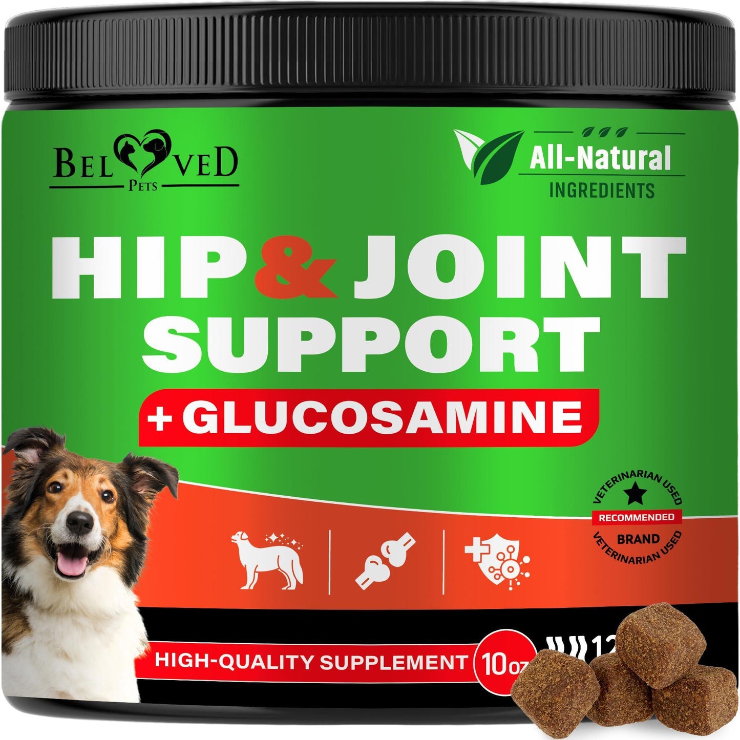 Beloved Pets Hip and Joint Supplement & Arthritis Pain Relief for Dogs 120 Chews For Pet With Love