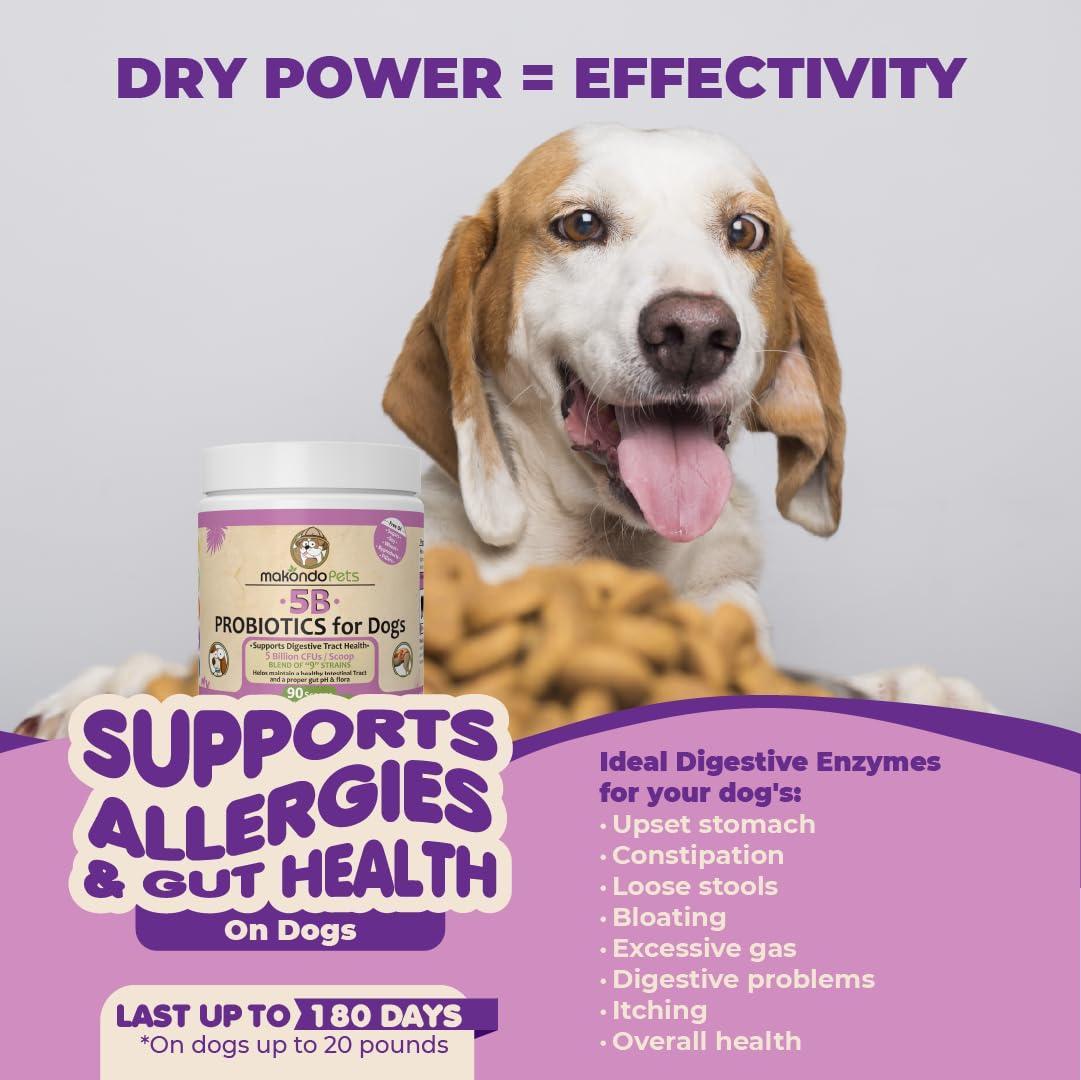 Makondo Pets Powder Probiotics and Digestive Enzymes for Dogs 3.2 Oz For Pet With Love