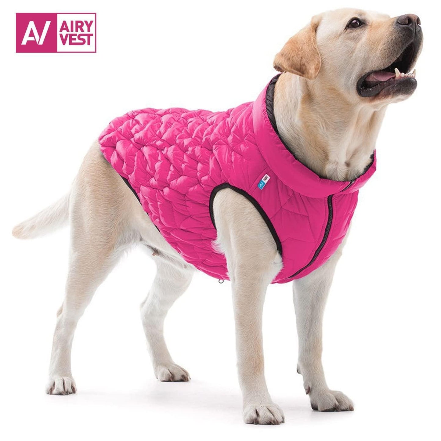 AiryVest Lightweight Reversible Water Resistant Windproof Warm Dog Jacket (Pink/Black) SMALL For Pet With Love