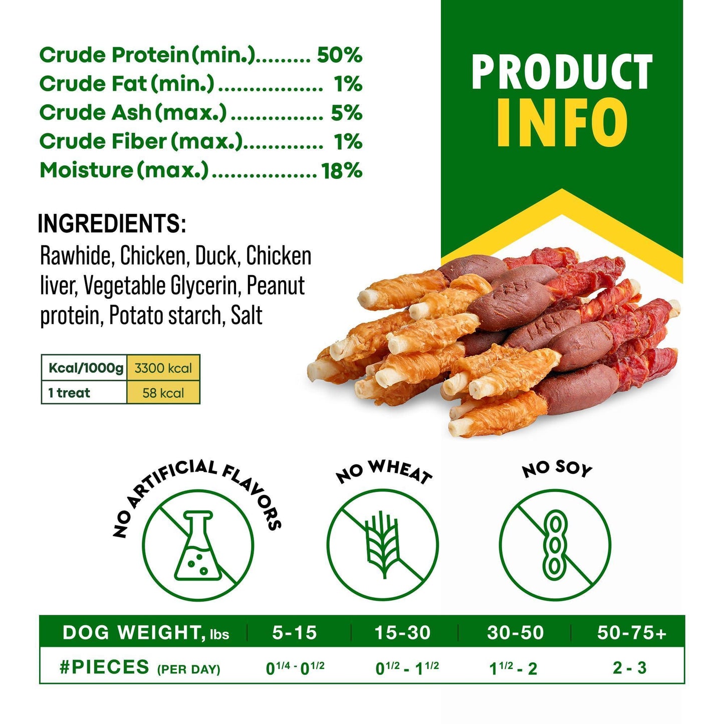 Beloved Pets Triple Flavor Rawhide Dog Treats w/Duck, Chicken & Liver 10.6 Oz For Pet With Love