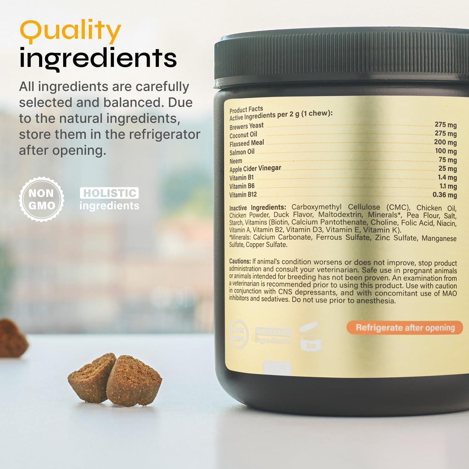 VETRICA Flea and Tick Prevention Treatment Immune Support for Dogs. All Breeds & Ages. Vet Formulated. (130 Soft Treats. Duck Flavor) For Pet With Love