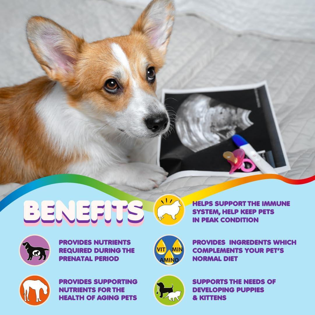 Makondo Pets Prenatal Dog and Cat Vitamins 60 Tablets For Pet With Love