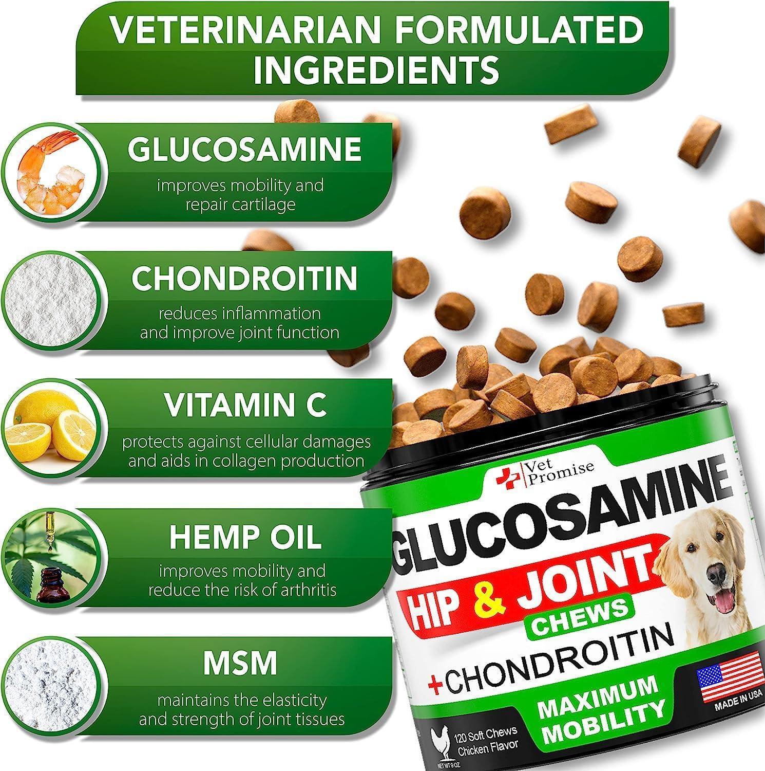Vet Promise Glucosamine for Dogs  Hip and Joint Chews (2Pack, 240 Chews) For Pet With Love