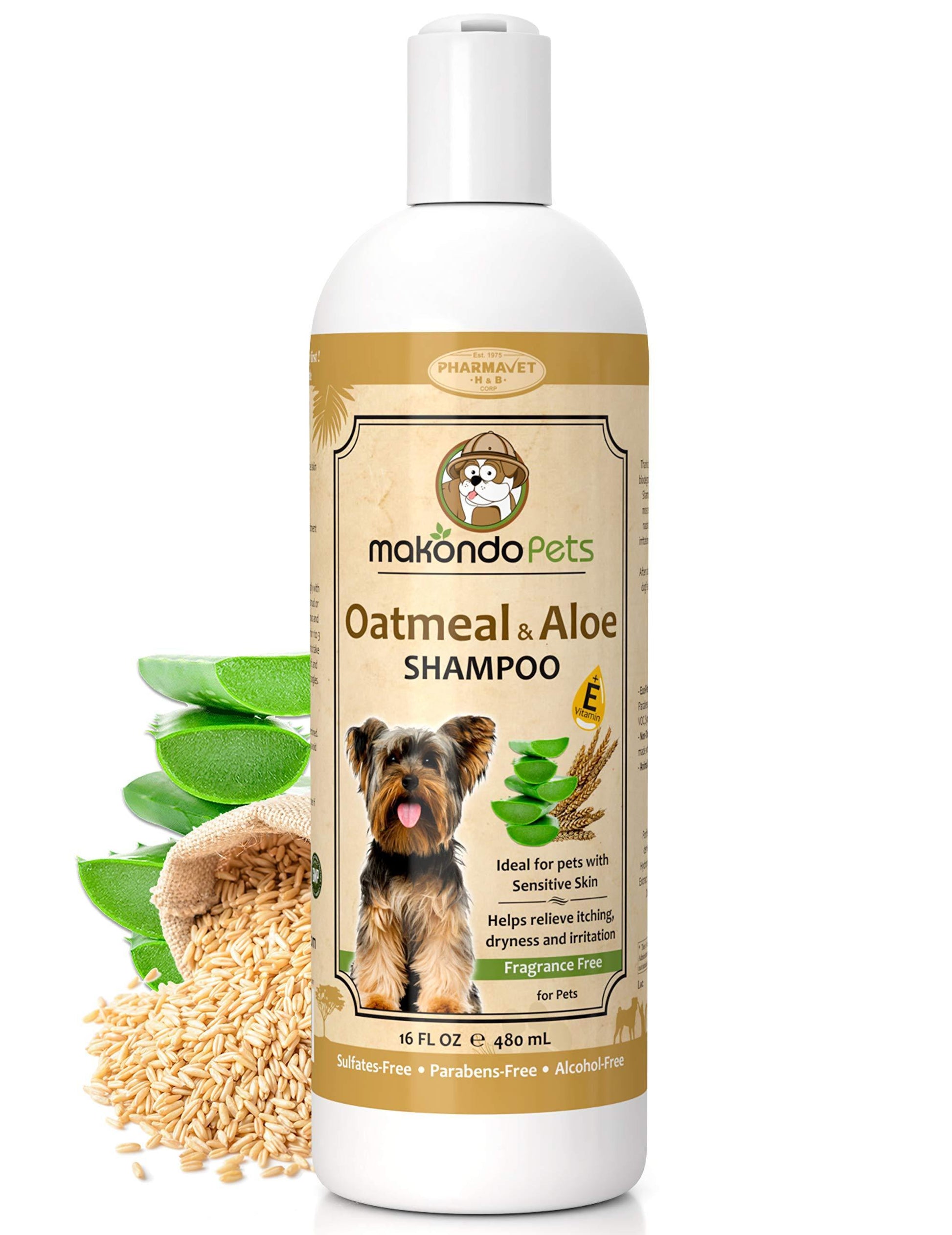 Makondo Pets Hypoallergenic Oatmeal Shampoo for Dogs with Aloe Vera 16 Oz For Pet With Love