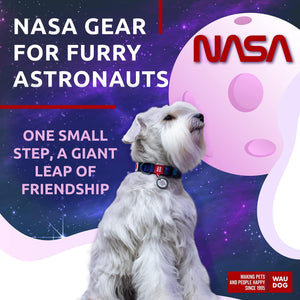WAUDOG Adjustable Nylon Dog Collar with Durable Plastic Buckle and QR Dog Tag. MEDIUM (NASA-2 Print)