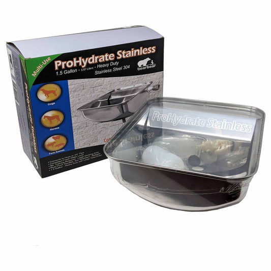 Bear Bear Pet ProHydrate Stainless Steel Waterer 1.5 Gallons Silver 12 x 10 x 5.25 For Pet With Love